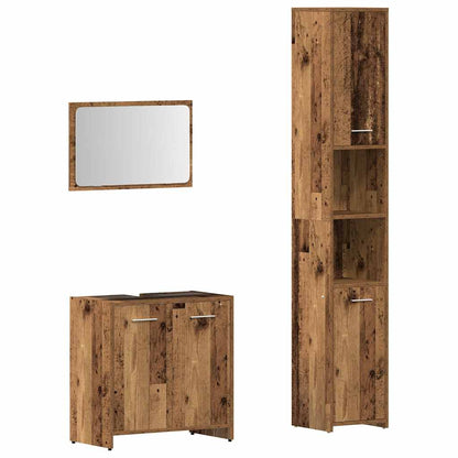 Set Mobili da Bagno 3 pz Legno Antico in Legno Multistrato | homemem39