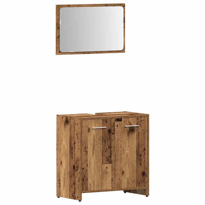 Set Mobili da Bagno 3 pz Legno Antico in Legno Multistrato | homemem39