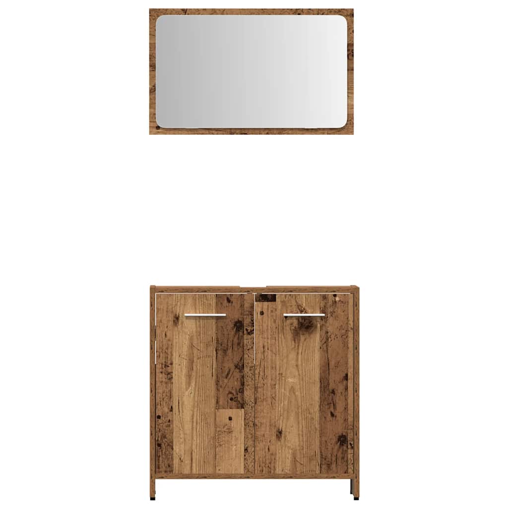 Set Mobili da Bagno 3 pz Legno Antico in Legno Multistrato | homemem39