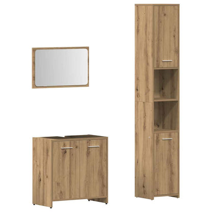 Set Mobili da Bagno 3 pz Rovere Artigianale Legno Multistrato | homemem39