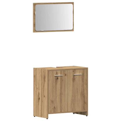 Set Mobili da Bagno 3 pz Rovere Artigianale Legno Multistrato | homemem39