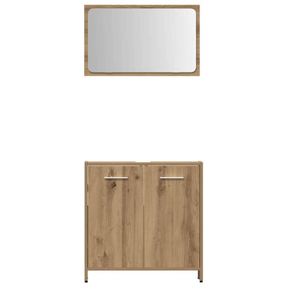 Set Mobili da Bagno 3 pz Rovere Artigianale Legno Multistrato | homemem39