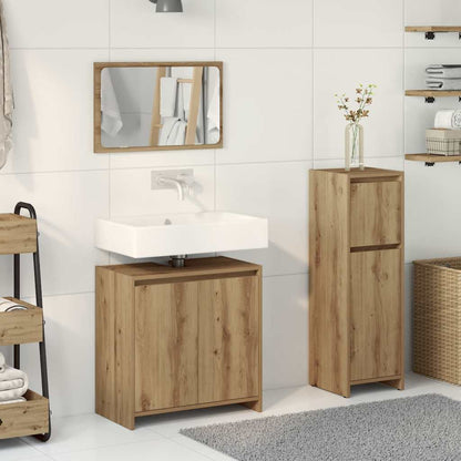 Set Mobili da Bagno 3 pz Rovere Artigianale Legno Multistrato