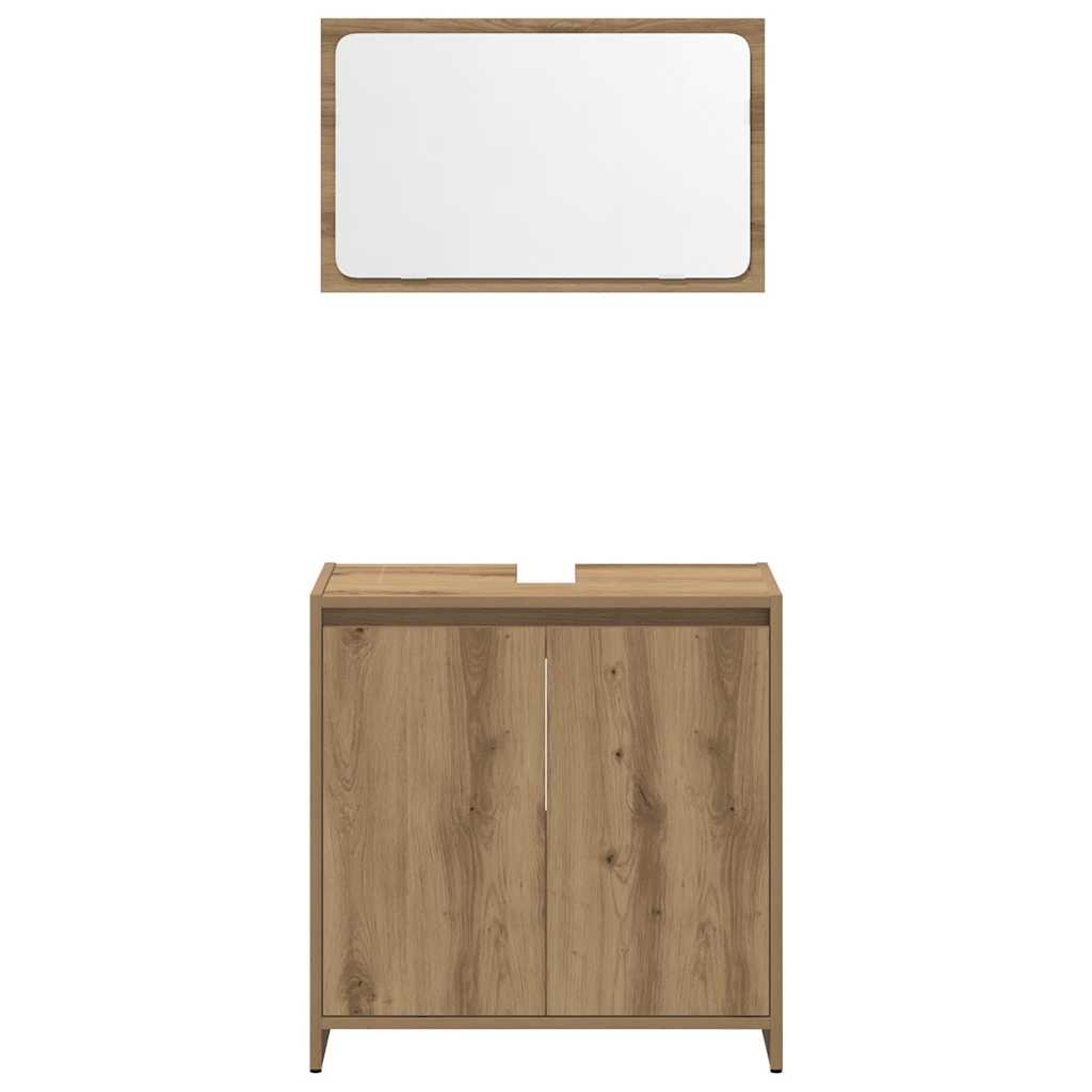 Set Mobili da Bagno 3 pz Rovere Artigianale Legno Multistrato