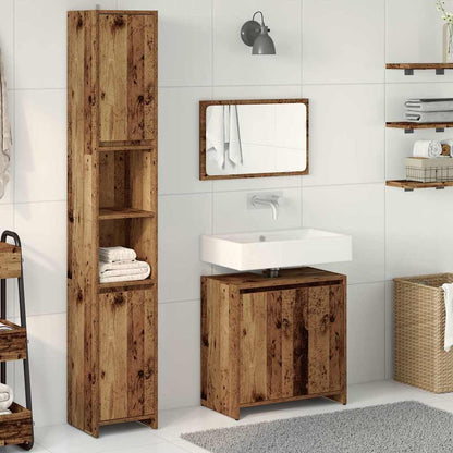 Set Mobili da Bagno 3 pz Legno Antico in Legno Multistrato | homemem39