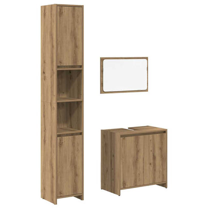Set Mobili da Bagno 3 pz Rovere Artigianale Legno Multistrato | homemem39