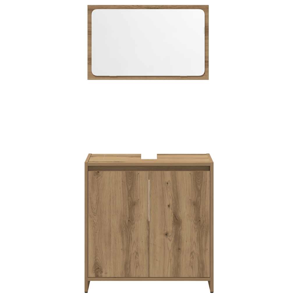 Set Mobili da Bagno 3 pz Rovere Artigianale Legno Multistrato | homemem39