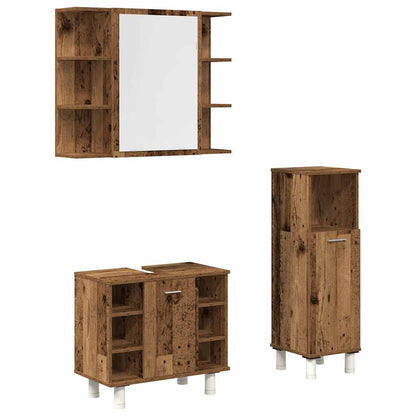 Set Mobili da Bagno 3 pz Legno Antico in Legno Multistrato | homemem39