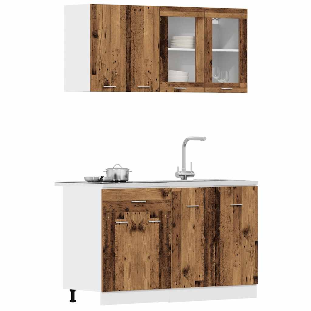 Set di Mobili da Cucina 4 pz Lyon Legno Antico in Truciolato
