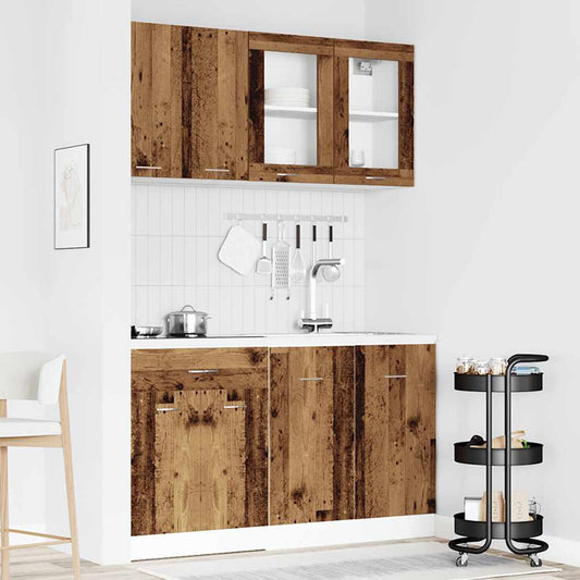 Set di Mobili da Cucina 4 pz Lyon Legno Antico in Truciolato