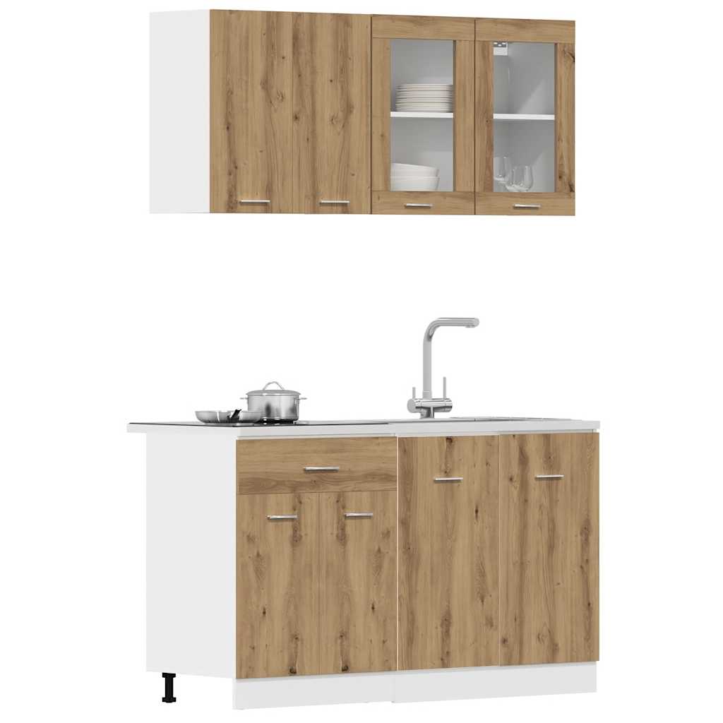 Set di Mobili da Cucina 4 pz Lyon Rovere Artigianale Truciolato