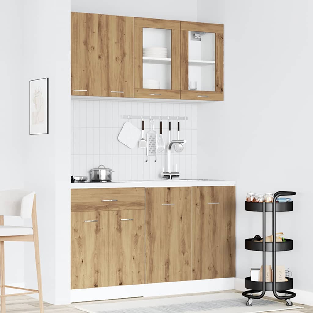 Set di Mobili da Cucina 4 pz Lyon Rovere Artigianale Truciolato