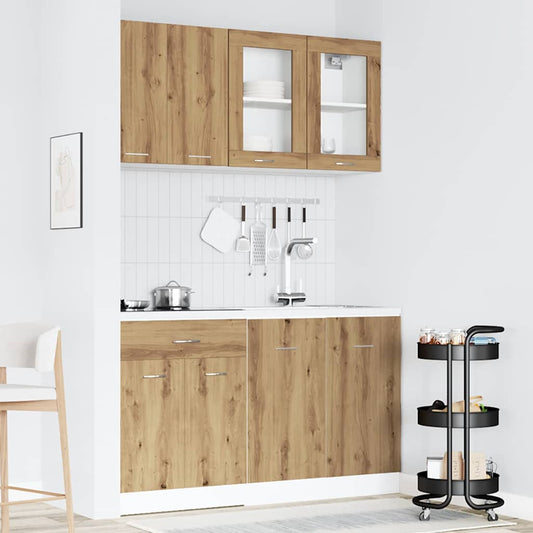 Set di Mobili da Cucina 4 pz Lyon Rovere Artigianale Truciolato
