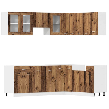 Set di Mobili da Cucina 11 pz Lyon Legno Antico in Truciolato