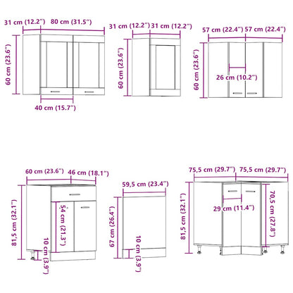 Set di Mobili da Cucina 11 pz Lyon Legno Antico in Truciolato