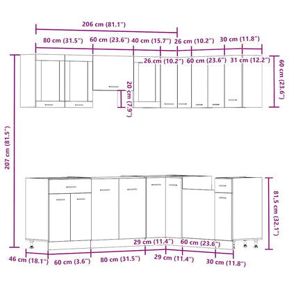 Set di Mobili da Cucina 11 pz Lyon Legno Antico in Truciolato | homemem39