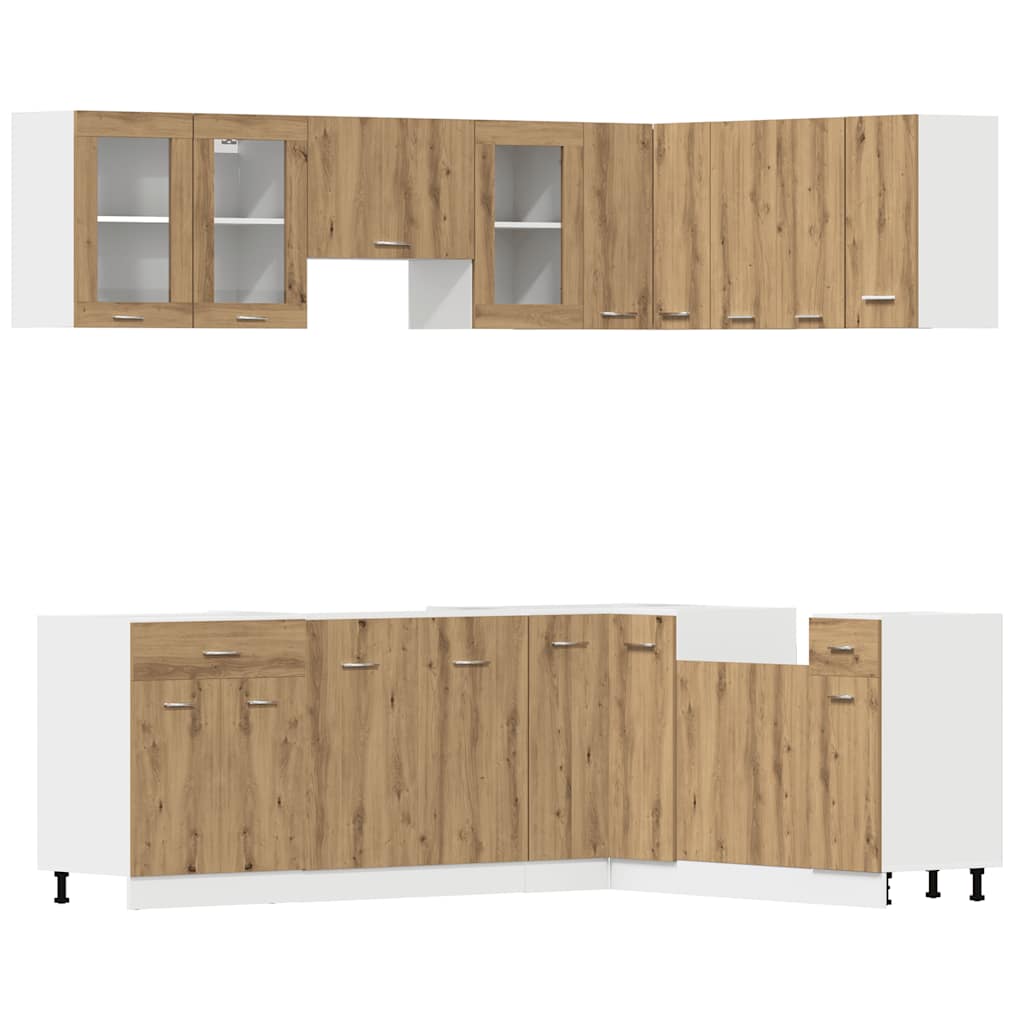 Set di Mobili da Cucina 11 pz Lyon Rovere Artigianale Truciolato