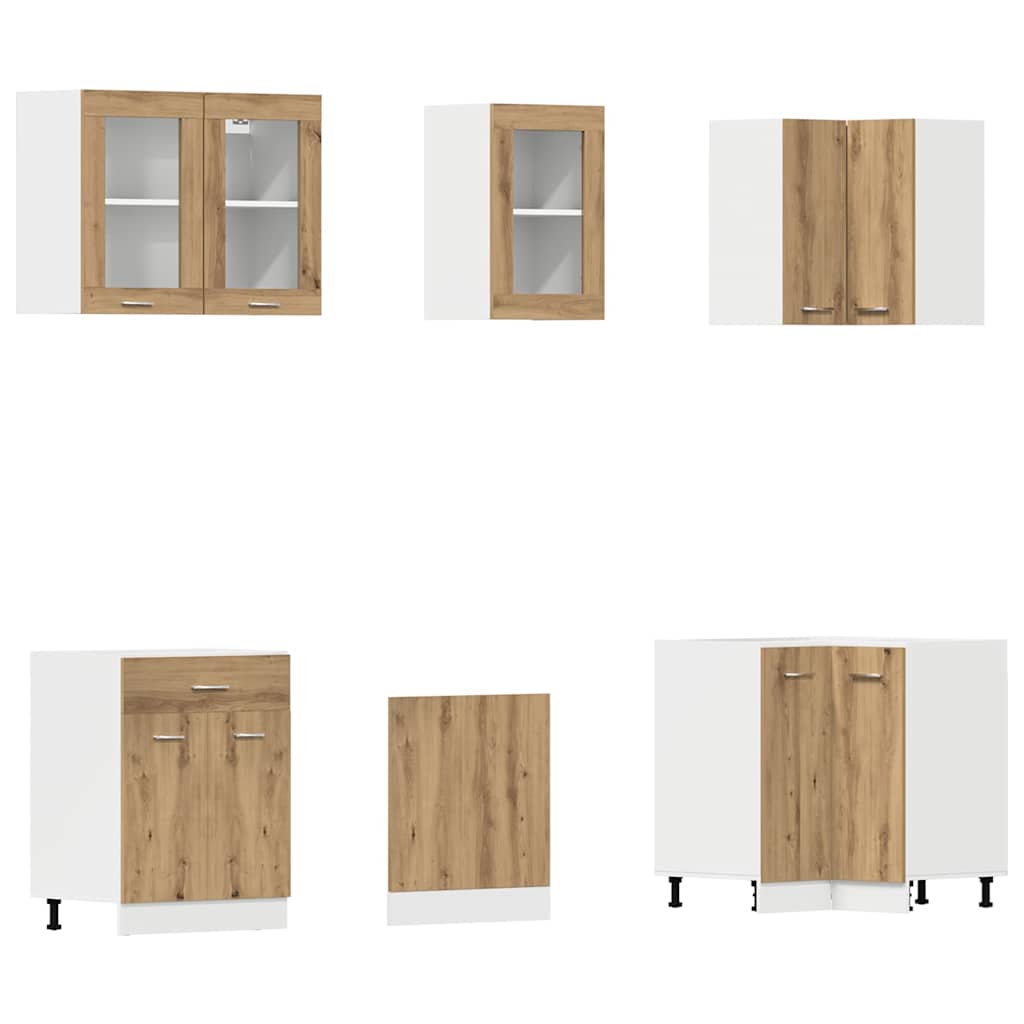 Set di Mobili da Cucina 11 pz Lyon Rovere Artigianale Truciolato