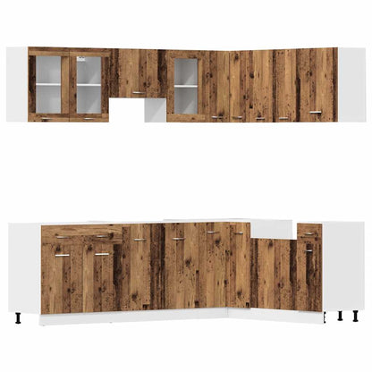 Set di Mobili da Cucina 11 pz Lyon Legno Antico in Truciolato