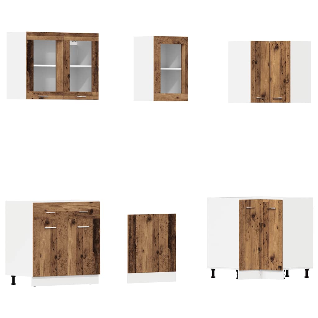 Set di Mobili da Cucina 11 pz Lyon Legno Antico in Truciolato