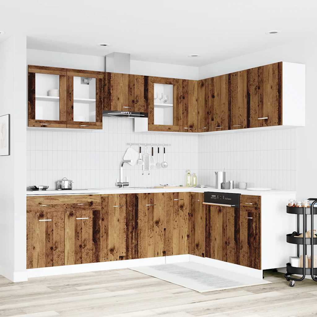 Set di Mobili da Cucina 11 pz Lyon Legno Antico in Truciolato
