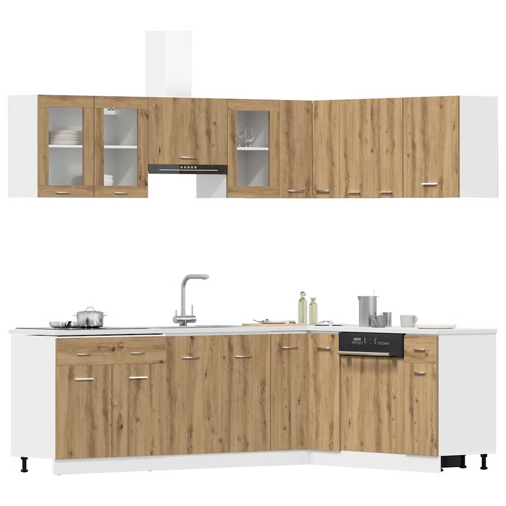 Set di Mobili da Cucina 11 pz Lyon Rovere Artigianale Truciolato