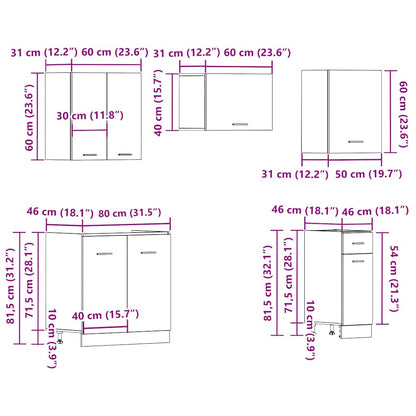 Set di Mobili da Cucina 11 pz Lyon Rovere Artigianale Truciolato