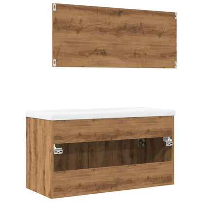 Set Mobili da Bagno 3 pz Rovere Artigianale Legno Multistrato