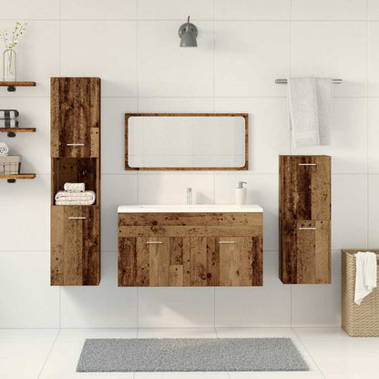 Set Mobili da Bagno 4 pz Legno Antico in Legno Multistrato