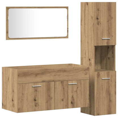 Set Mobili da Bagno 3 pz Rovere Artigianale Legno Multistrato