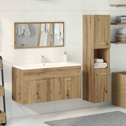 Set Mobili da Bagno 3 pz Rovere Artigianale Legno Multistrato