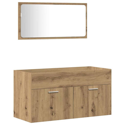 Set Mobili da Bagno 3 pz Rovere Artigianale Legno Multistrato