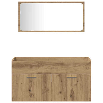 Set Mobili da Bagno 3 pz Rovere Artigianale Legno Multistrato