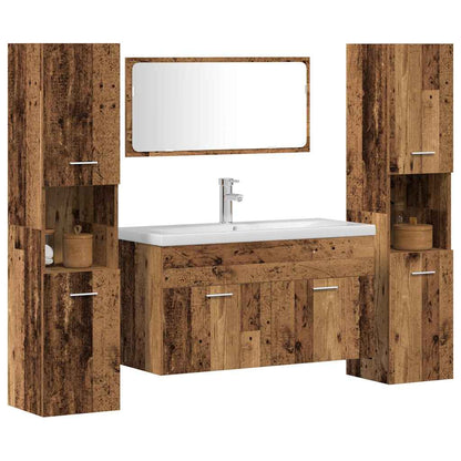 Set Mobili da Bagno 4 pz Legno Antico in Legno Multistrato