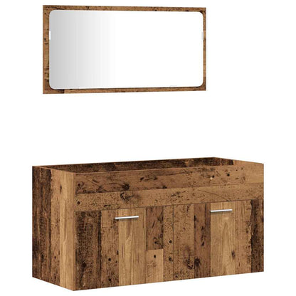 Set Mobili da Bagno 4 pz Legno Antico in Legno Multistrato