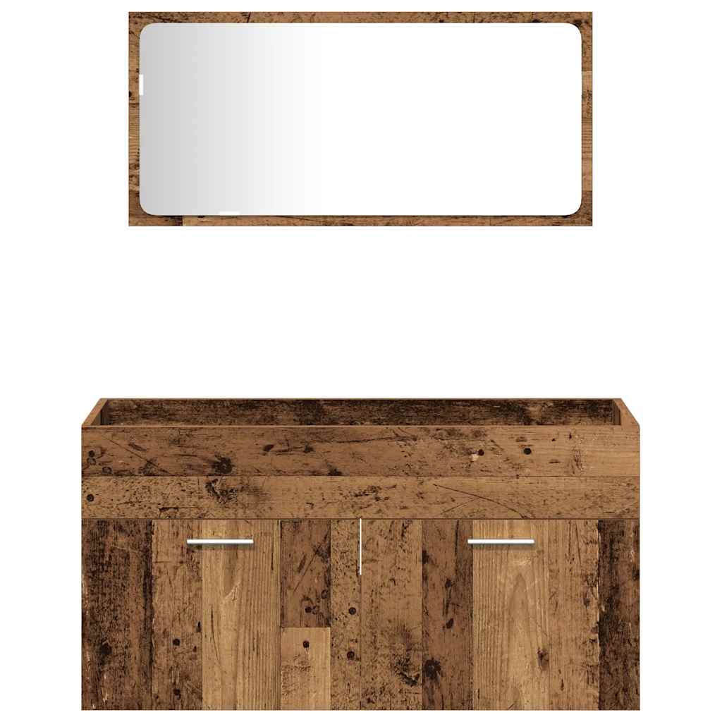 Set Mobili da Bagno 4 pz Legno Antico in Legno Multistrato