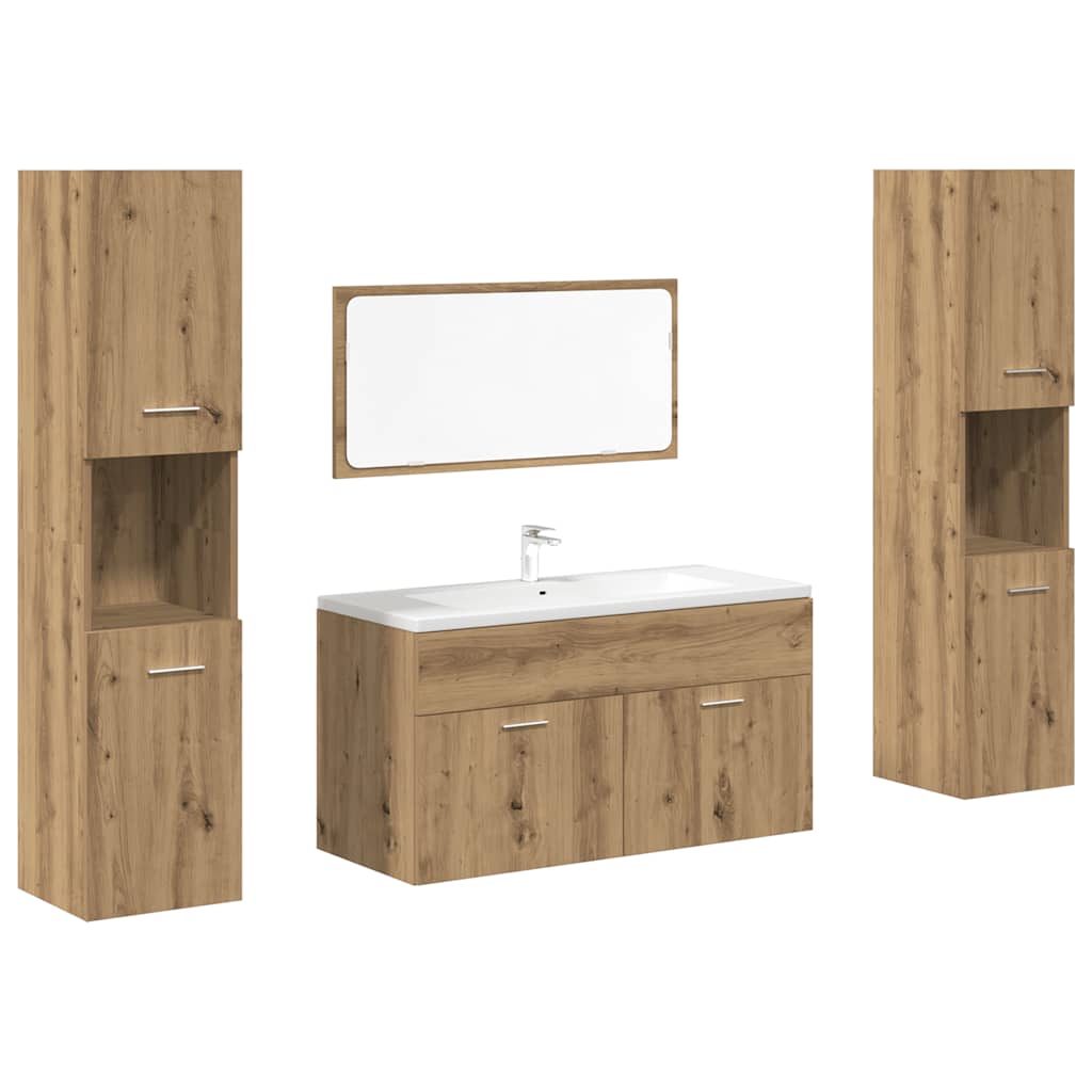 Set Mobili da Bagno 4 pz Rovere Artigianale Legno Multistrato