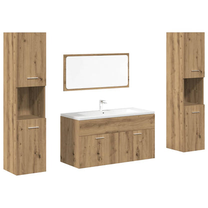 Set Mobili da Bagno 4 pz Rovere Artigianale Legno Multistrato