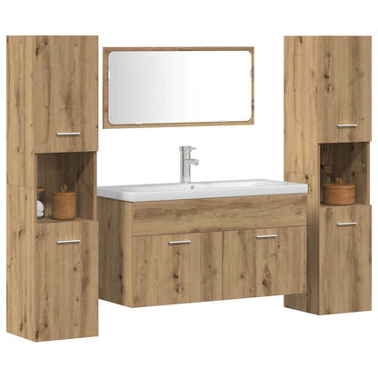 Set Mobili da Bagno 4 pz Rovere Artigianale Legno Multistrato