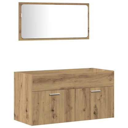 Set Mobili da Bagno 4 pz Rovere Artigianale Legno Multistrato
