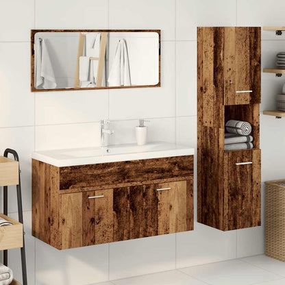 Set Mobili da Bagno 4 pz Legno Antico in Legno Multistrato