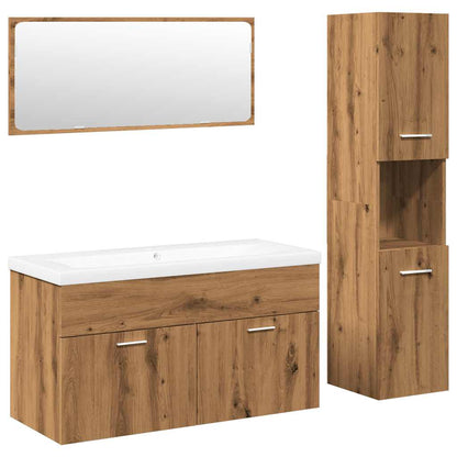 Set Mobili da Bagno 4 pz Rovere Artigianale Legno Multistrato
