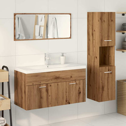 Set Mobili da Bagno 4 pz Rovere Artigianale Legno Multistrato