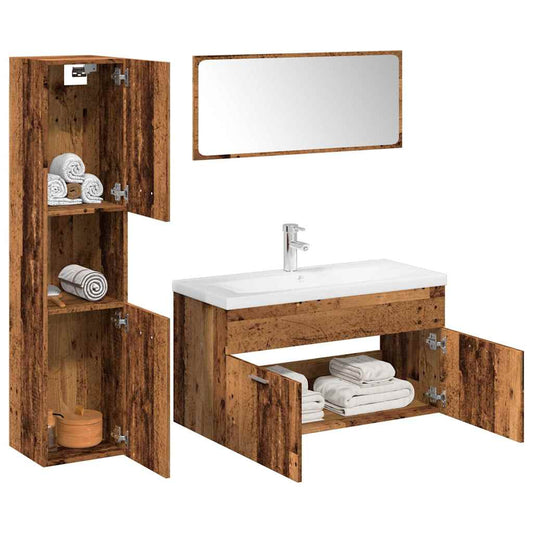 Set Mobili da Bagno 5 pz Legno Antico in Legno Multistrato | homemem39