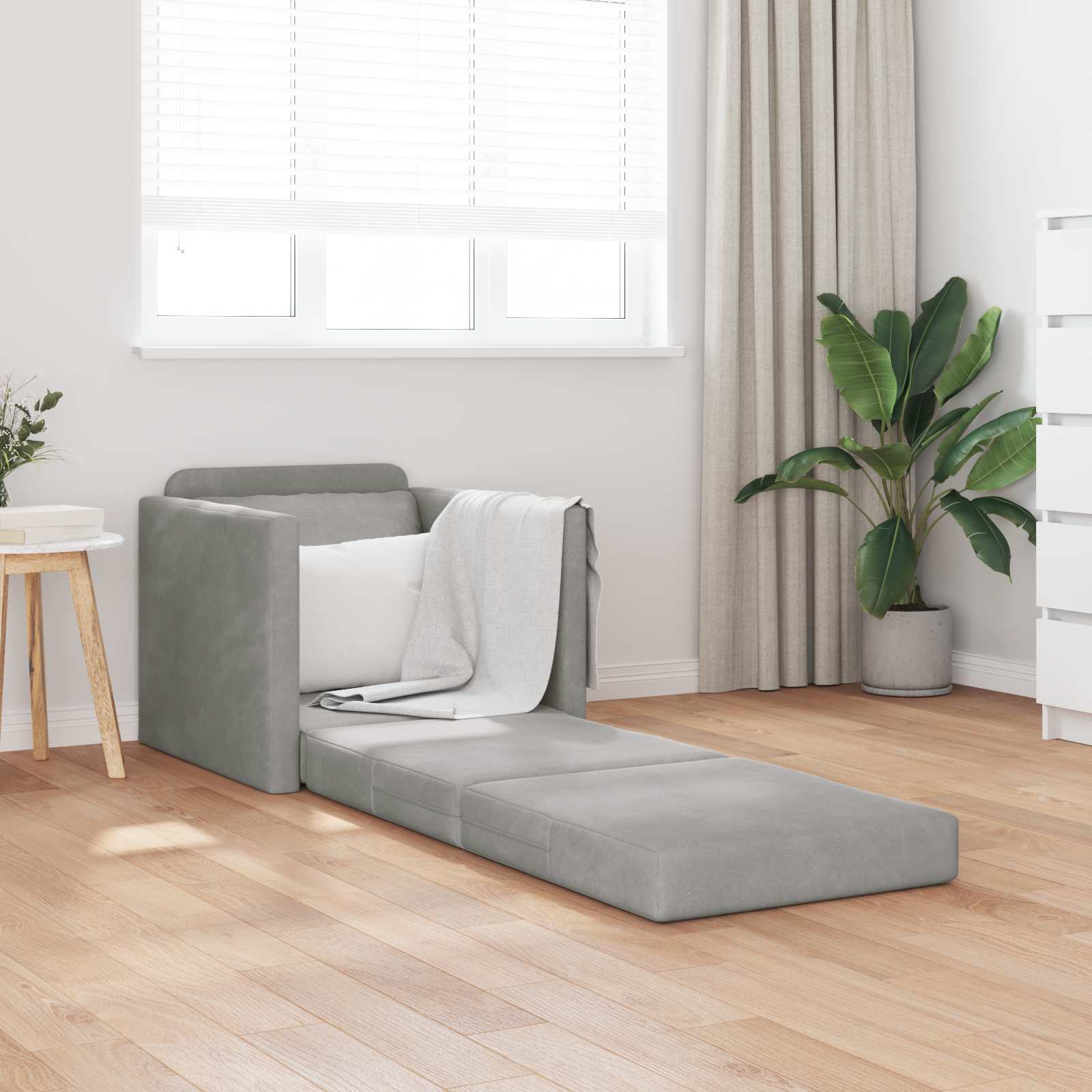 Divano letto Grigio chiaro 74 x 77 x 81 cm Velluto | homemem39