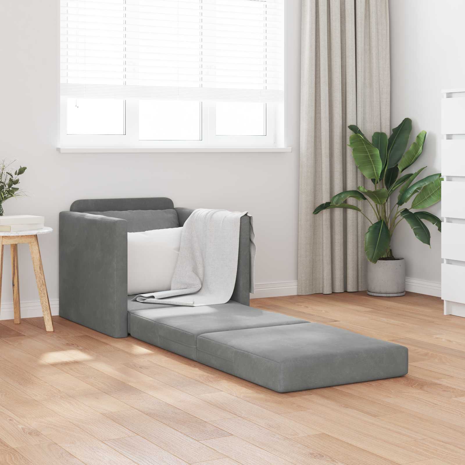 Divano letto Grigio scuro 74 x 77 x 81 cm Velluto | homemem39