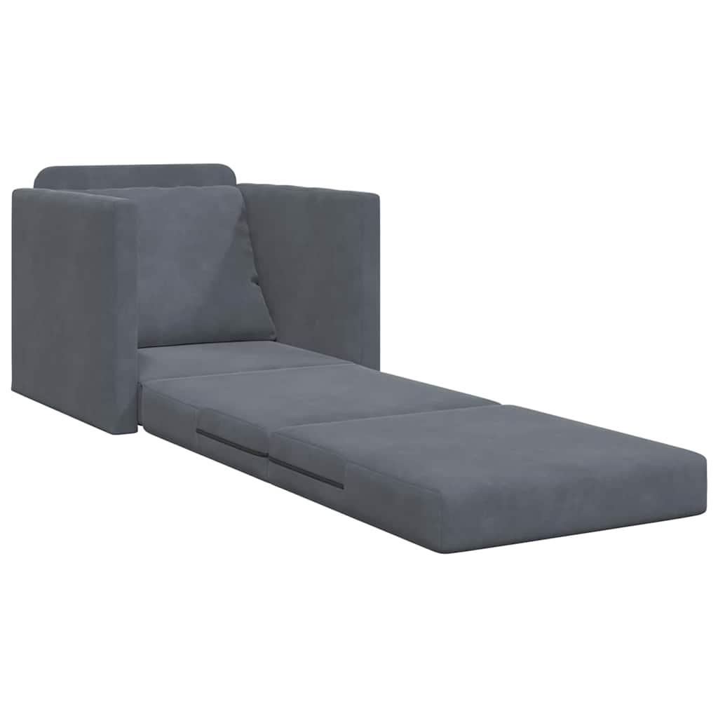 Divano letto Grigio scuro 74 x 77 x 81 cm Velluto