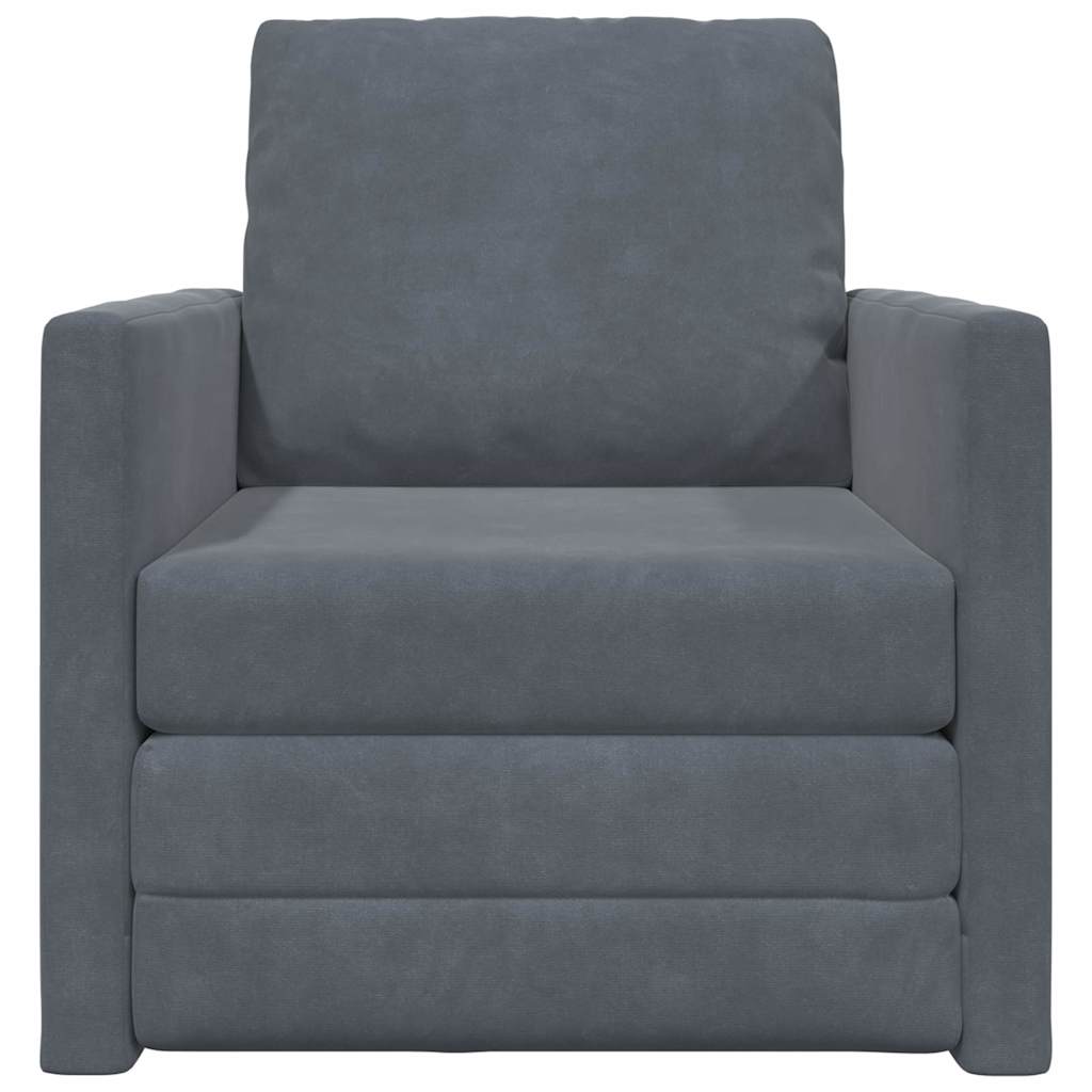 Divano letto Grigio scuro 74 x 77 x 81 cm Velluto