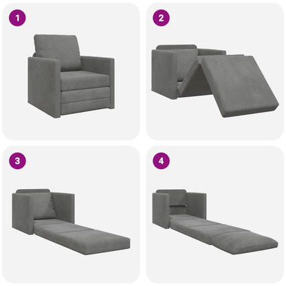 Divano letto Grigio scuro 74 x 77 x 81 cm Velluto | homemem39