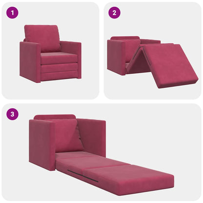 Divano letto 60cm Rosso Vino Velluto - homemem39